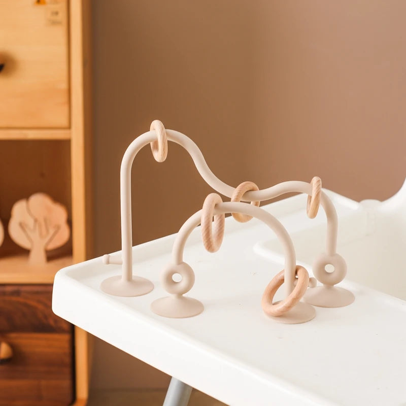 Ensemble de jeu de montagnes russes en bois et silicone avec anneaux multivariés