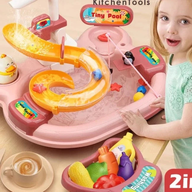 Gioco 2-1 Pesca in Piscina & lava i piatti! con suoni e luci per bambini multivariante