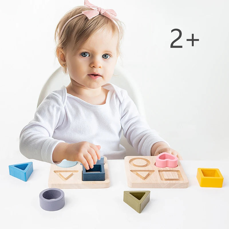 Puzzle a Incastro Montessori Impariamo le Forme Geometriche, Sagome in Legno o Silicone