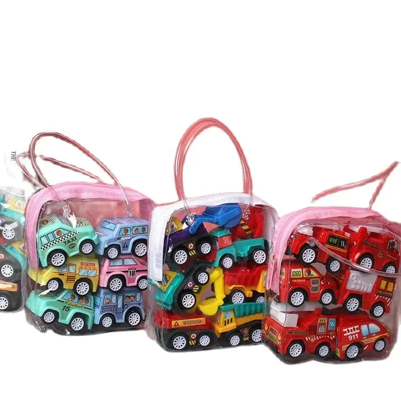 Set da 6 veicoli giocattolo con borsa per bambini multivariante