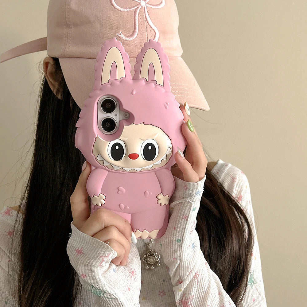 Labubu  Cover in Silicone Morbido Grande per Iphone