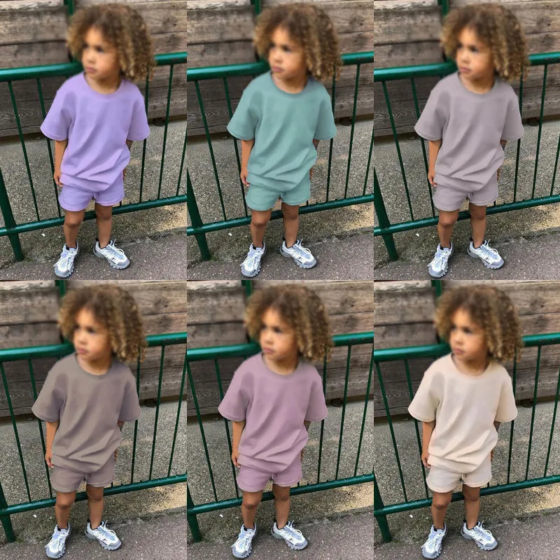 Ensemble survêtement 2 pièces t-shirt et short multivariant enfant