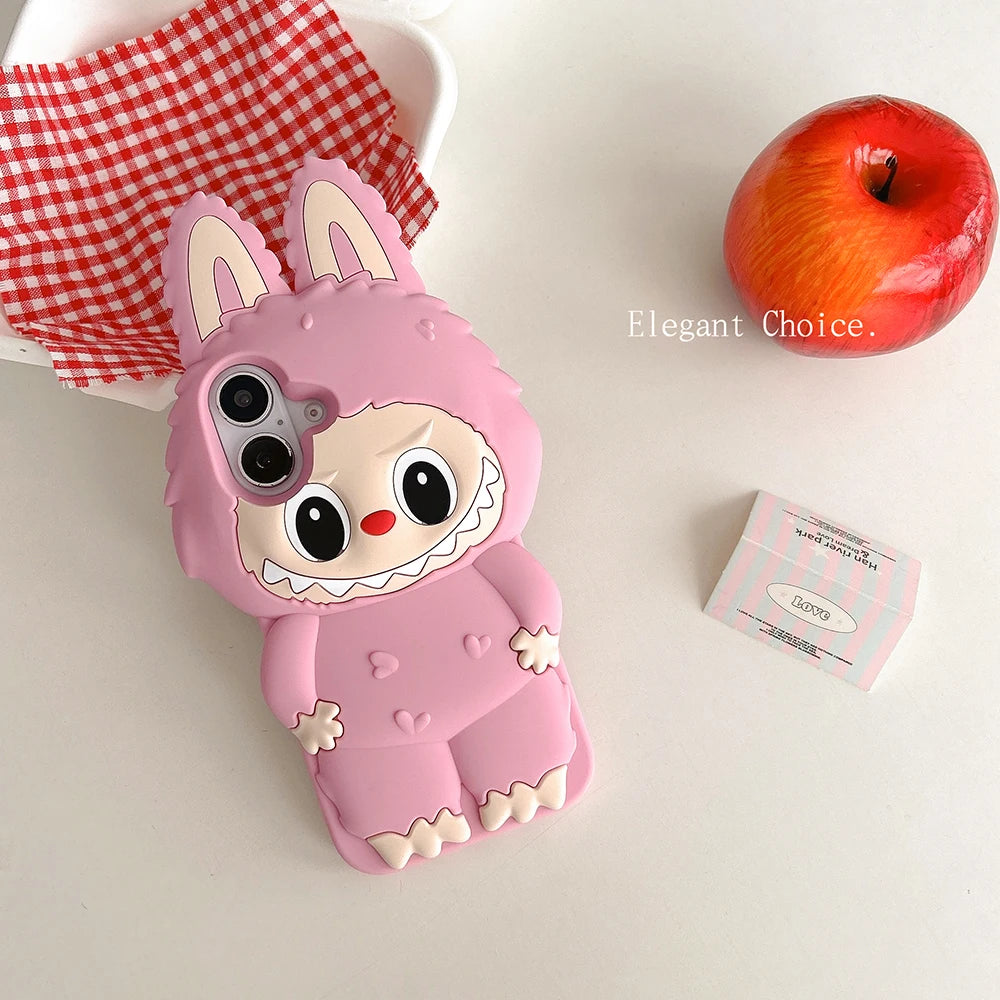 Labubu  Cover in Silicone Morbido Grande per Iphone