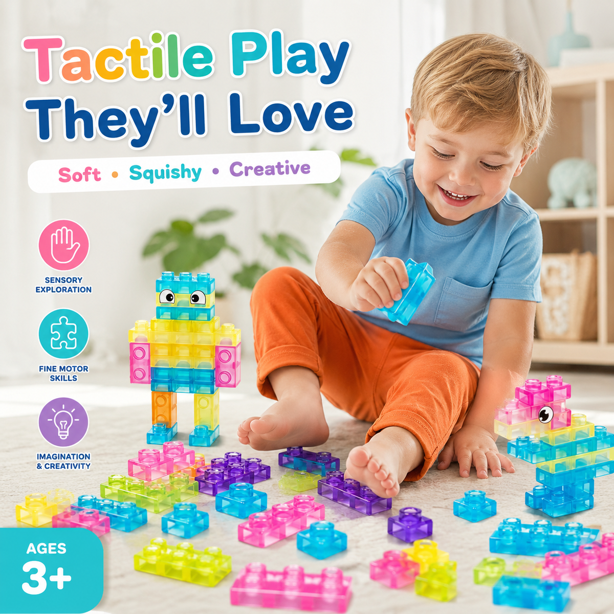 Set 40 Blocchi Sensoriali Squishy – Per Bambini Piccoli