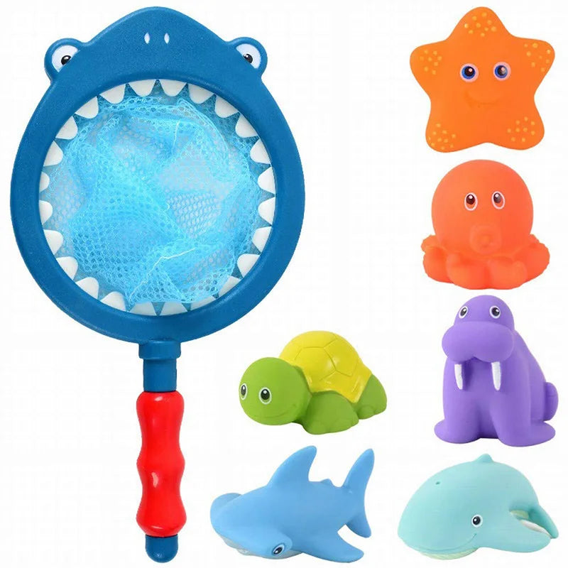 Gioco da Bagno Retino con 6 Animali Galleggianti