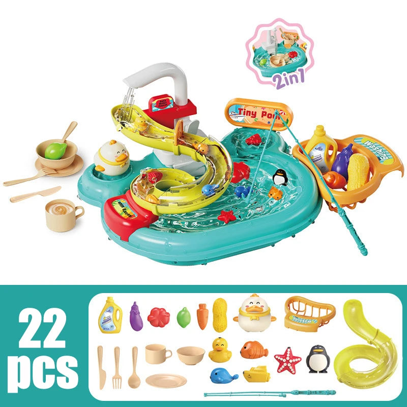 Gioco 2-1 Pesca in Piscina & lava i piatti! con suoni e luci per bambini multivariante