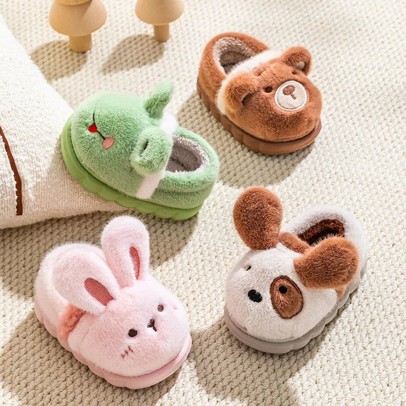 Chaussons antidérapants en forme d'animal, chauds et poilus
