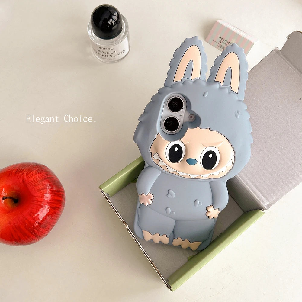 Labubu  Cover in Silicone Morbido Grande per Iphone